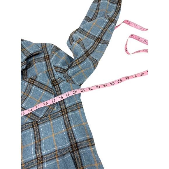 Zyia Blue Green Plaid Shacket Jacket Fall Layer Wool Blend Womens Small - Picture 5 of 6